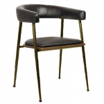 "Rosslyn" Stuhl aus Metallgestell und 100% echtem Büffelleder in Schwarz