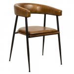 "Rosslyn" Stuhl aus Metallgestell und 100% echtem Büffelleder in Cognac