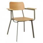 Holzsessel "Scolar A" aus Eiche und Metallgestell
