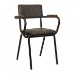 "Skool A" armchair made of synthetic leather and metal frame in anthracite