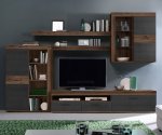 TV Set mit Kabine in Walnuss Grau 300x41x200,9 cm
