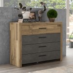 Schubladen "HAVEN" mit 4 schubladen walnussgrau zement  111x41x88 cm