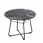 Couch/Beistelltisch "Marbelhi" ⌀60 cm aus schwarzem Marmor und schwarzem Metallgestell