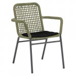 Outdoor Sessel "Atrope" aus Seilgeflecht und Aluminium in Olivgrün