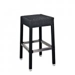 Outdoor Hocker "Mezza" aus Aluminium und Flechtwerk in dunkelbraun 34x76x76x34 cm