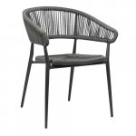 Outdoor Sessel "Jacco" aus Aluminium und Seilgeflecht in grau 57x77,5x45x60 cm stapelbar