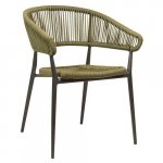 Outdoor Sessel "Jacco" aus Aluminium und Seilgeflecht in olivgrün 57x77,5x45x60 cm stapelbar