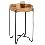 BEISTELLTISCH FLY RATTAN NATURFARBE-METALLBASIS SCHWARZ Φ32x48Ycm