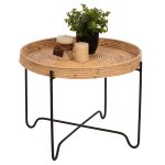 BEISTELLTISCH FLY RATTAN NATURFARBE-METALLBASIS SCHWARZ Φ50x40Hcm