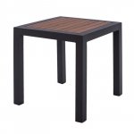 GRAUER ALUMINIUMTISCH MIT POLYHOLZ 45Χ45X45,5 cm.