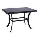 Outdoor-Tisch aus Aluminium in Bambusoptik in schwarz 120x70x78 cm.