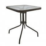 Metallischer Outdoortisch in Braun mit Sicherheitsglas