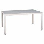 Metall rechteckiger Tisch in weiss mit weissem Glas 150X90Χ75cm