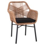 SESSEL ALUMINIUM SCHWARZ-PE RATTAN BEIGE-KISSEN SCHWARZ 57x65x84Hcm