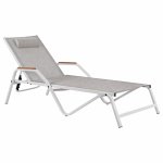 Professionelle Strandliege aus Aluminium in Weiß mit Textilene in hellgrauer Farbe