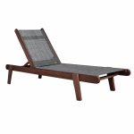 Professionelle Strandliege aus massivem Buchenholz in Nussbaumton in grau