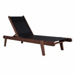 Professionelle Strandliege aus massivem Buchenholz in Nussbaumton in schwarz