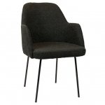 Sessel "Vere" aus schwarzem Boucle Polster und Beine aus schwarzem Metallgestell