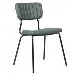 Upholstered chair "Pepe" in green color made of imitation leather and black metal frame